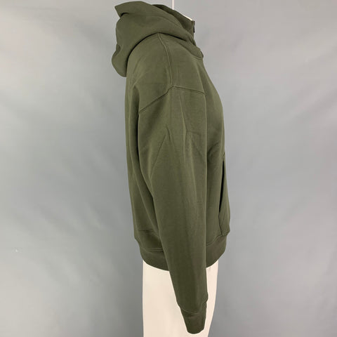 FRAME Size M Olive Cotton Polyester Half Zip Sweatshirt