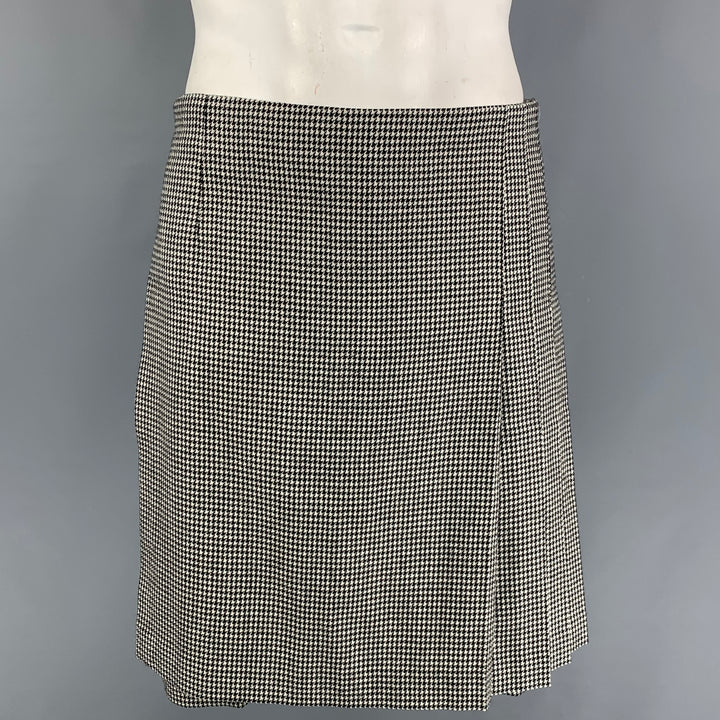 COMME des GARCONS BLACK Size L Black White Houndstooth Wool Pleated Skirt Shorts