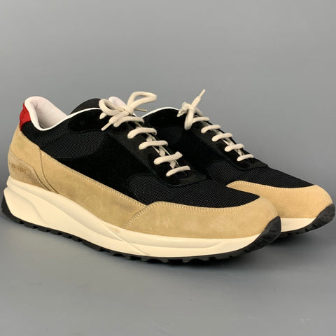COMMON PROJECTS Size 12 Tan & Black Color Block Nylon Lace Up Sneakers