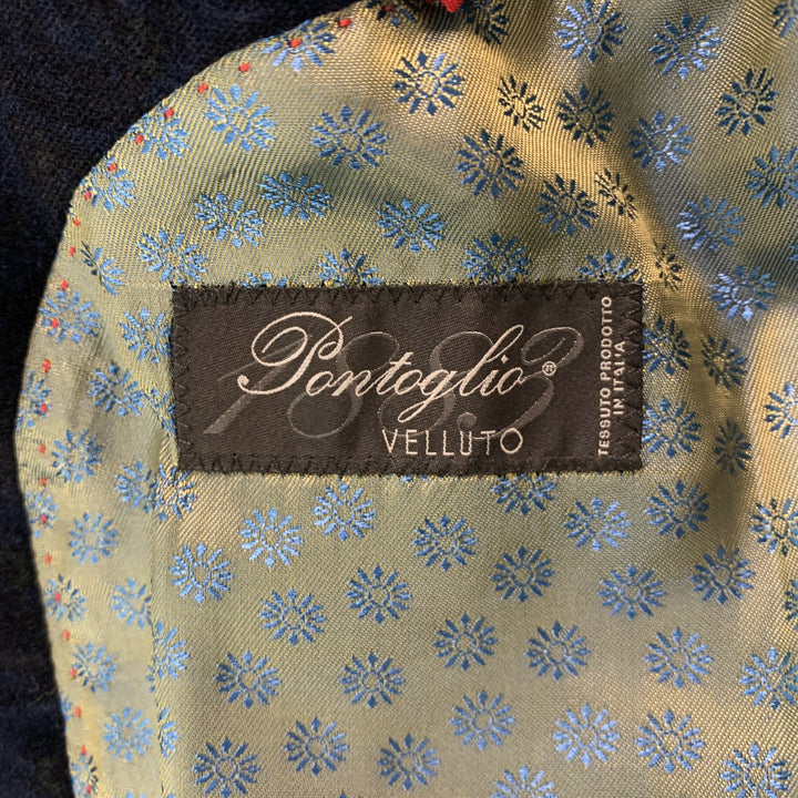 LIPMAN & SONS Size 42 Navy Paisley Cotton Velvet Sport Coat
