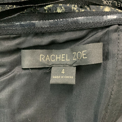 RACHEL ZOE Taille 4 Robe Jacquard en coton mélangé noir doré