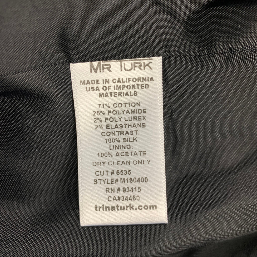 MR TURK Size 36 Grey & Black Jacquard Cotton Blend Notch Lapel Suit