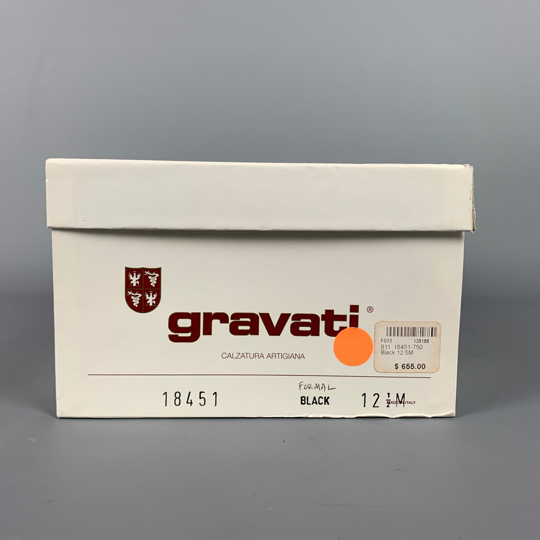 GRAVATI Size 12.5 Black Leather Lace Up Dress Shoes