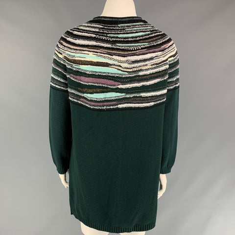 M MISSONI Suéter verde de mezcla de lana de punto multicolor talla 12