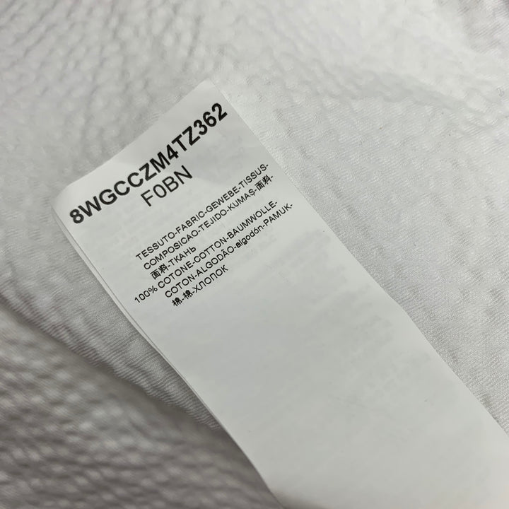 GIORGIO ARMANI Size L White Textured Cotton Nehru Collar Long Sleeve Shirt