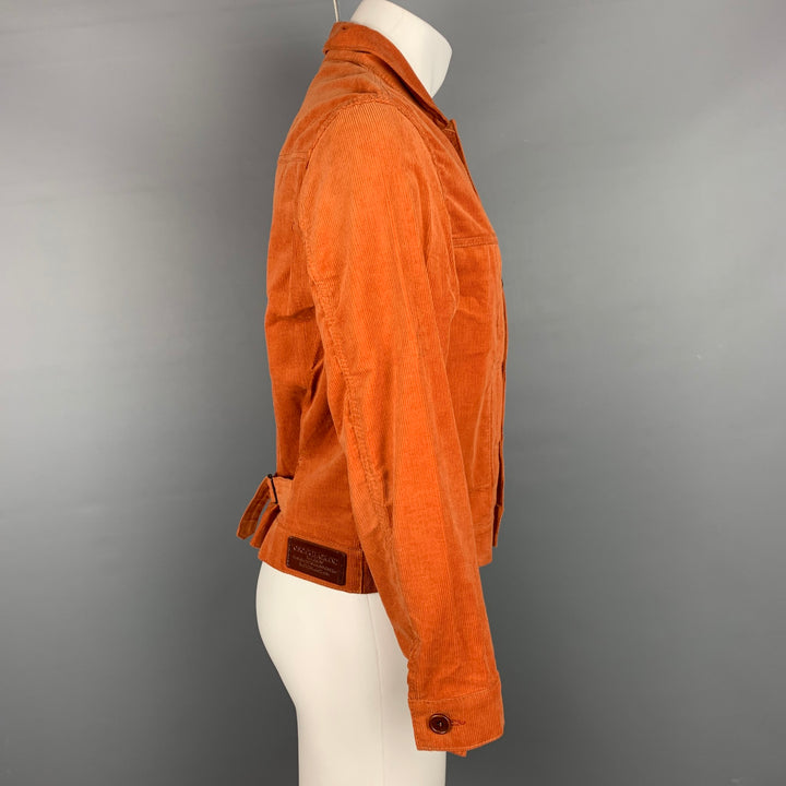 OSCAR H. GRAND Size S Orange Corduroy Buttoned Jacket