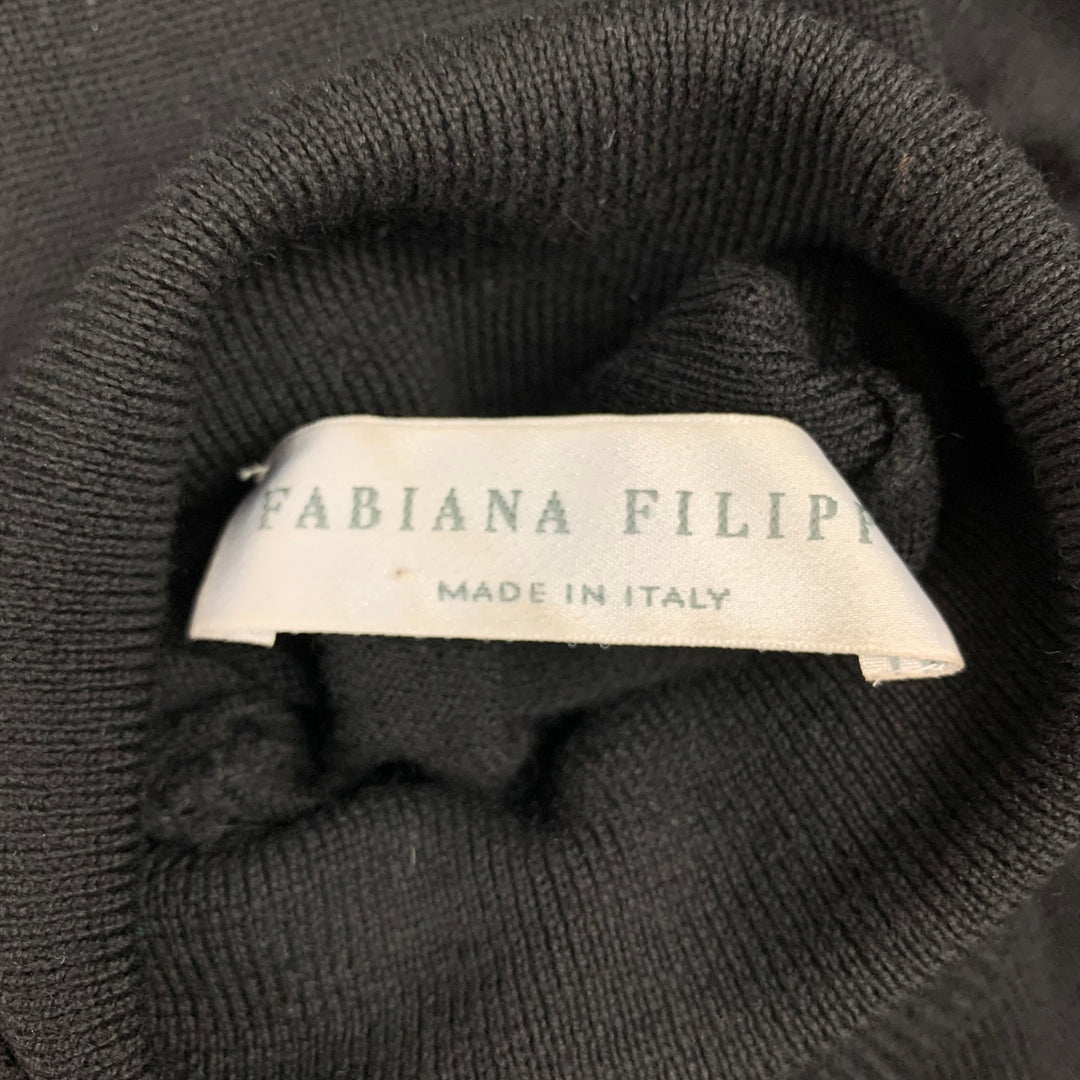 FABIANA FILIPPI Size S Black & Brown Merino Wool Turtleneck Pullover