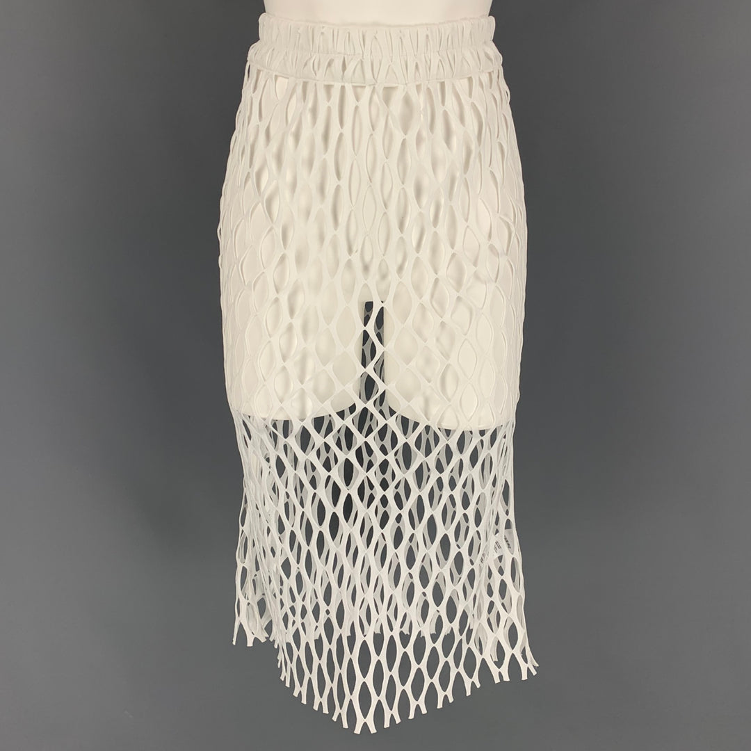 DRIES VAN NOTEN Spring-Summer 2021 Size M White Polyester Mesh Elastic Waistband Skirt