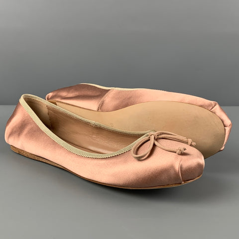 PRADA Taille 7 Champagne Soie Ballerine Donna Flats