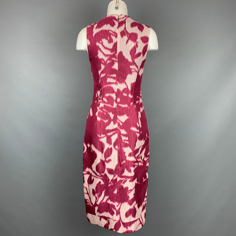 PRABAL GURUNG Size 2 Burgundy & White Silk / Cotton Shift Dress