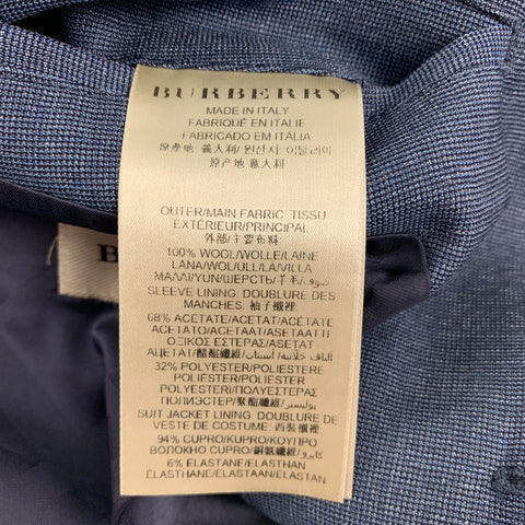 BURBERRY LONDON Size 40 Blue & Gray Textured Wool Single Breasted Suit