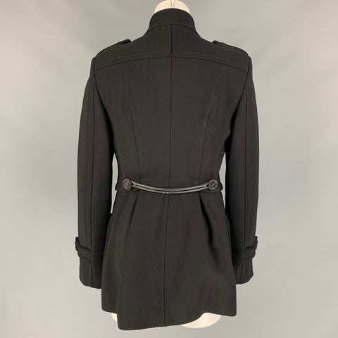 BURBERRY PRORSUM Size 10 Black Nylon Cotton Duffle Closure Military Coat