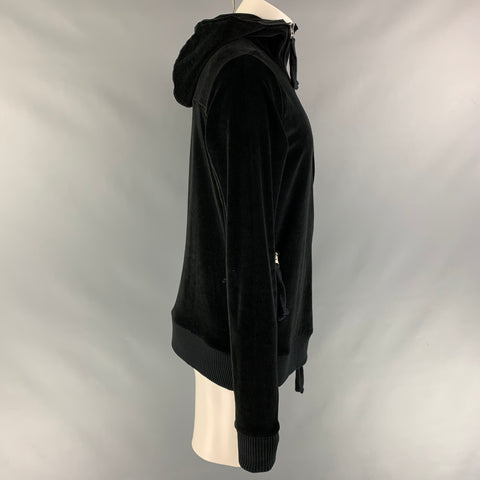 THOM KROM Cárdigan con capucha de terciopelo, algodón y poliéster negro Talla M