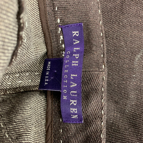 RALPH LAUREN Size 10 Brown White Linen Contrast Stitch Jean Casual Pants