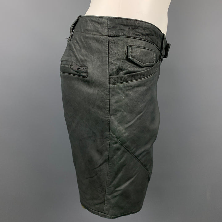 NICE COLLECTIVE Size 36 Slate Gray Aged Leather Shorts