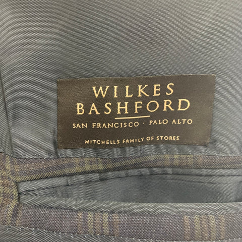 ERMENEGILDO ZEGNA Size 42 Regular Navy Olive Plaid Wool Suit