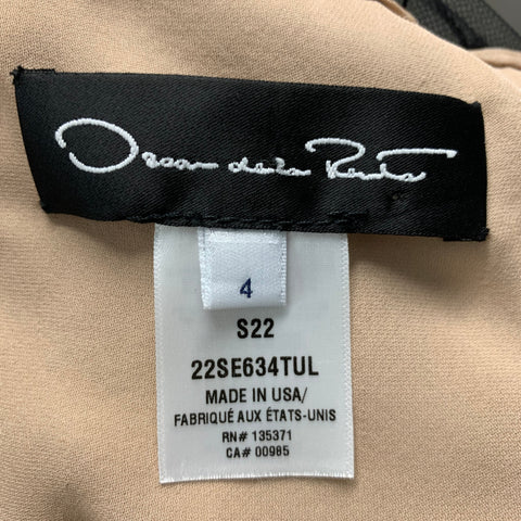 OSCAR DE LA RENTA Size 4 Black Nude Polyamide Embroidered Cocktail Dress