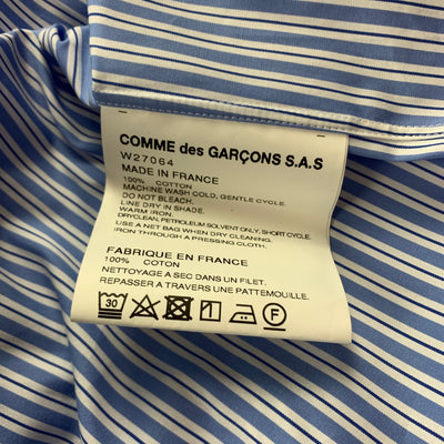 COMME des GARCONS SHIRT Size M Blue Stripe Cotton Button Up Long Sleeve Shirt