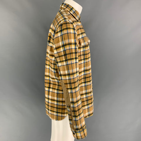 TODD SNYDER x L.L. BEAN Size M Tan White Plaid Cotton Patch Pockets Long Sleeve Shirt