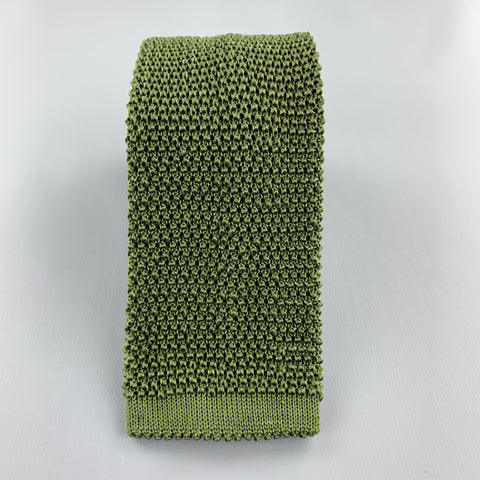 PAUL STUART Olive Silk Textured Knit Tie