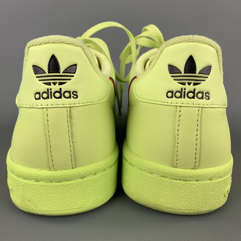 ADIDAS Size 10.5 Neon Green Solid Leather Lace Up Sneakers