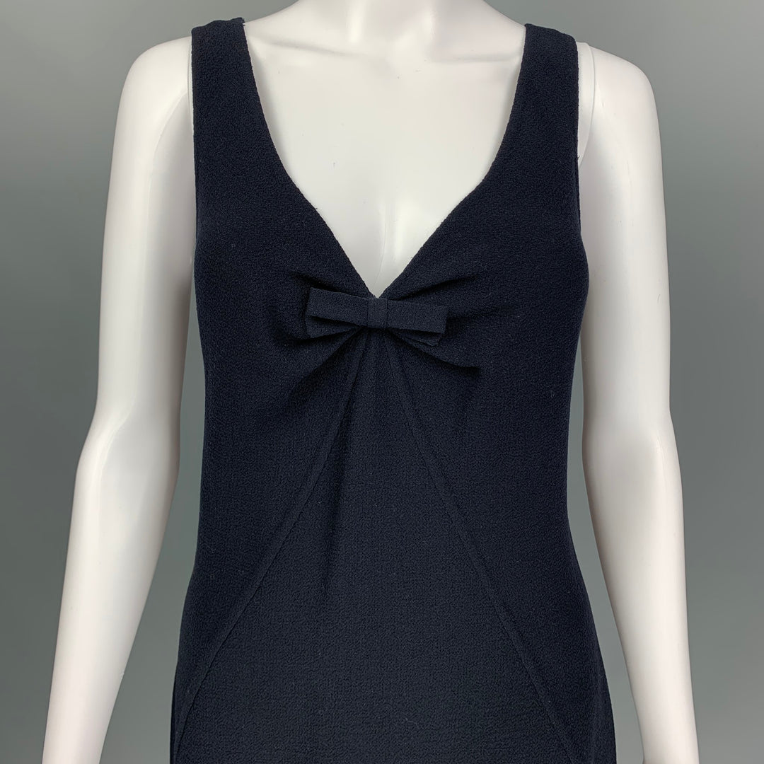 OSCAR DE LA RENTA Vestido sin mangas de lana azul marino talla 8