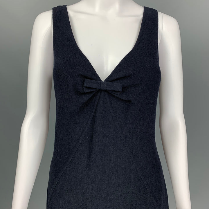 OSCAR DE LA RENTA Size 8 Navy Wool Sleeveless Dress
