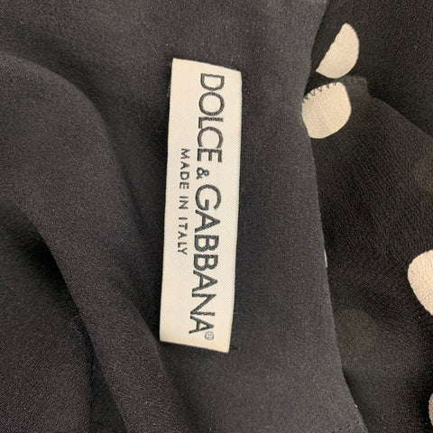 DOLCE & GABBANA Size 4 Black White Silk Lycra Polka Dot Short Sleeve Dress