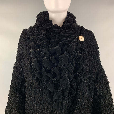 CATHERINE BACON Manteau surdimensionné froncé en soie rayonne noire taille unique