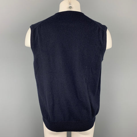 LORO PIANA Size L Navy Cashmere V-Neck Vest