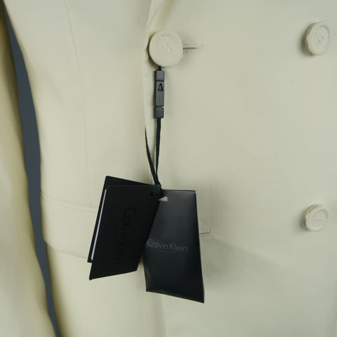 CALVIN KLEIN COLLECTION 42 Bone Cotton Double Breasted Sport Coat Jacket