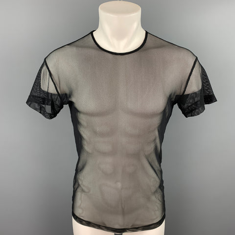 JOHN BARTLETT Size S Black Mesh Polyamide / Nylon Crew-Neck T-shirt
