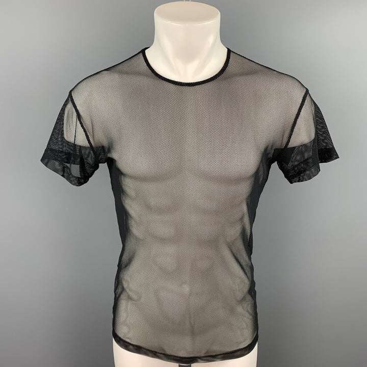 JOHN BARTLETT Talla S Camiseta negra de malla de poliamida / nailon con cuello redondo