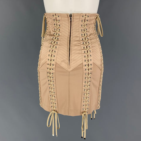 DOLCE &amp; GABBANA Taille 0 Mini-jupe ajustée en mélange d'acétate nu