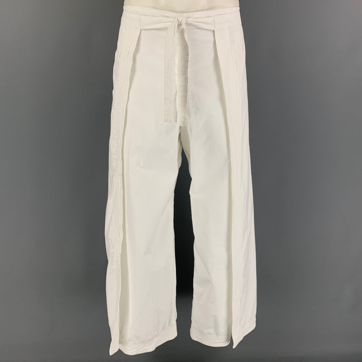 RALPH LAUREN Etiqueta morada Talla 34 Pantalones de pescador de algodón blanco roto
