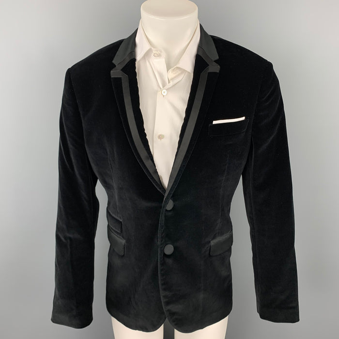 NEIL BARRETT Size 40 Black Velvet Notch Lapel Sport Coat