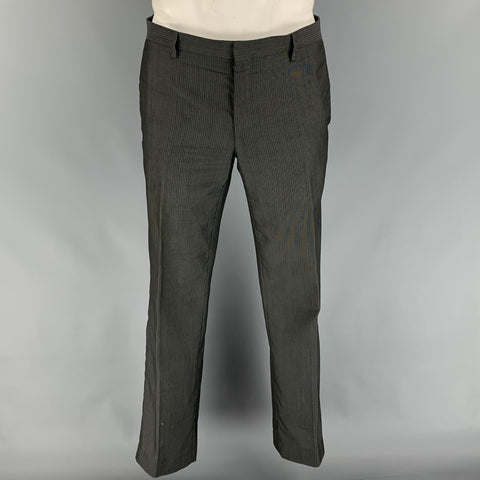 ETRO Size 42 Regular Gray & Charcoal Stripe Wool Notch Lapel Suit