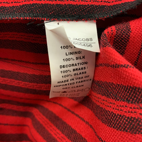 MARC JACOBS Size 6 Red Black Wool Stripe Zip Fly Dress Pants
