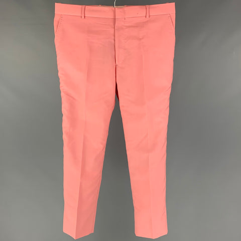 ALEXANDER MCQUEEN Talla 36 Pantalón de vestir de esmoquin de mohair de lana rosa