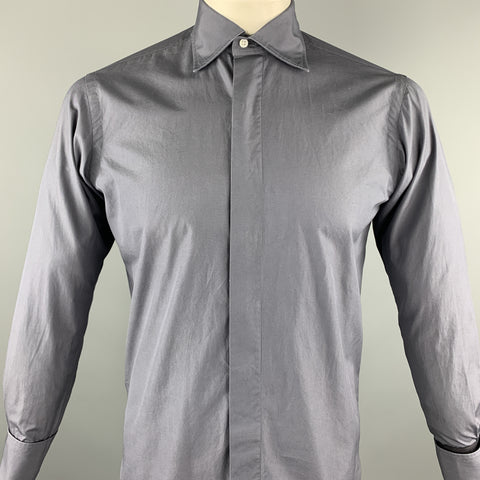 HAMILTON Size M Dark Gray Color Block Cotton Long Sleeve Shirt