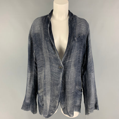 AVANT TOI Blazer de un solo botón de algodón de lino gris marino talla M
