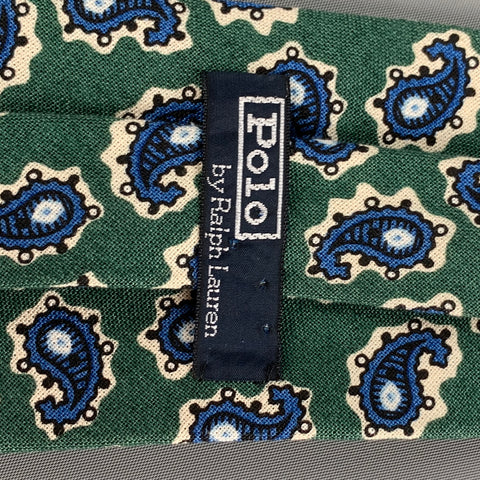 POLO by RALPH LAUREN Green Blue Paisley Linen Tie