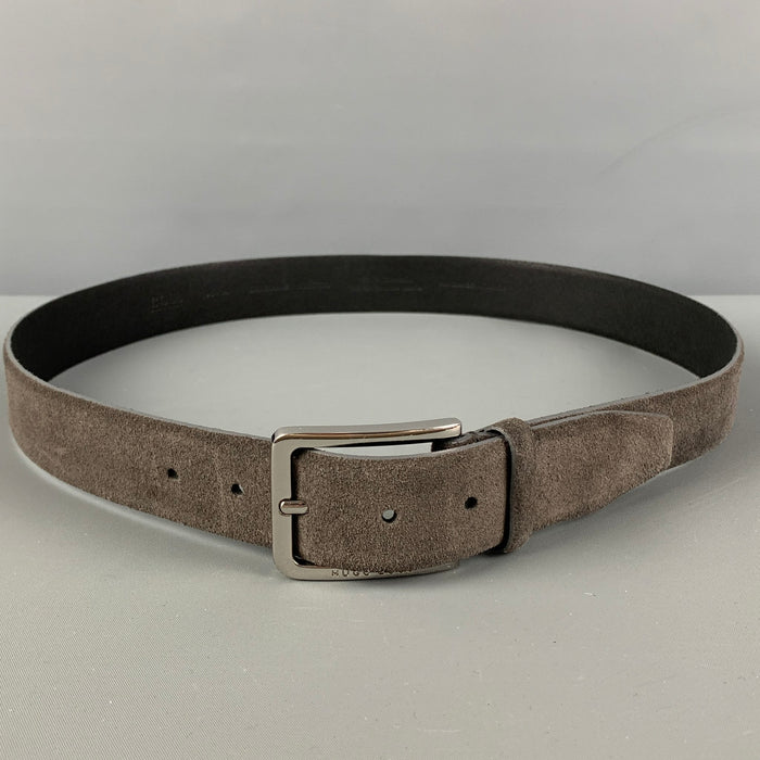HUGO BOSS Size 34 Gray Suede Belt