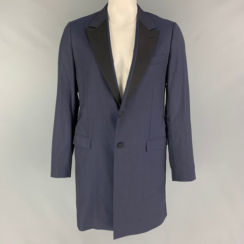 DOLCE & GABBANA Size 42 Navy Black Wool Blend Coat