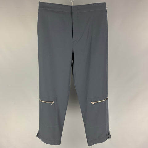 JIL SANDER Size 34 Grey Wool Wide Leg Casual Pants