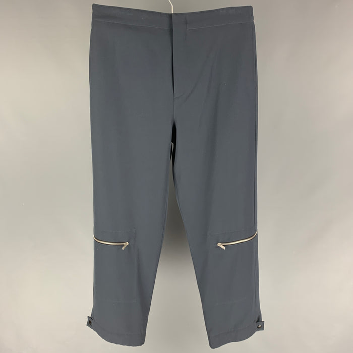 JIL SANDER Size 34 Grey Wool Wide Leg Casual Pants