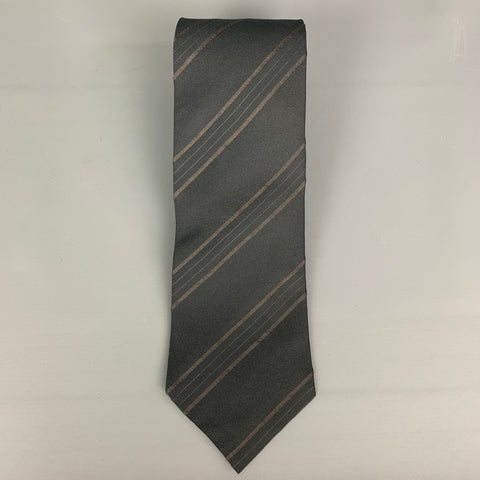 JIL SANDER Black Stripe Silk Tie