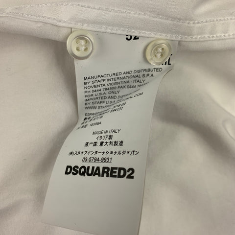 DSQUARED2 Size L White & Black Beaded Cotton Blend Long Sleeve Shirt