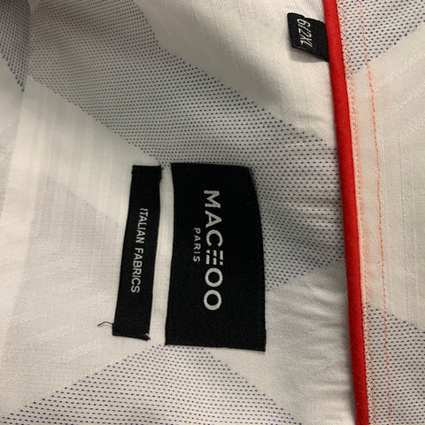 MACEOO Camisa de manga larga con botones de algodón con estampado azul claro blanco talla XXL