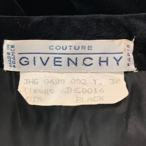GIVENCHY Size 6 Black Viscose  Rayon Ruffled Long Sleeve Dress Top